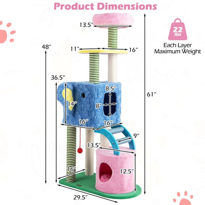 Elephant Themed Cat Tree with Multi Level Condos