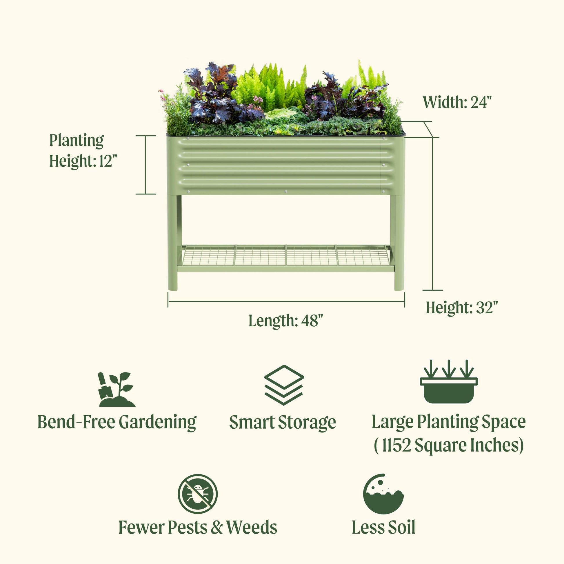 Elevated Garden Bed - V Series 2' x 4' - Tampa Home & Garden Store