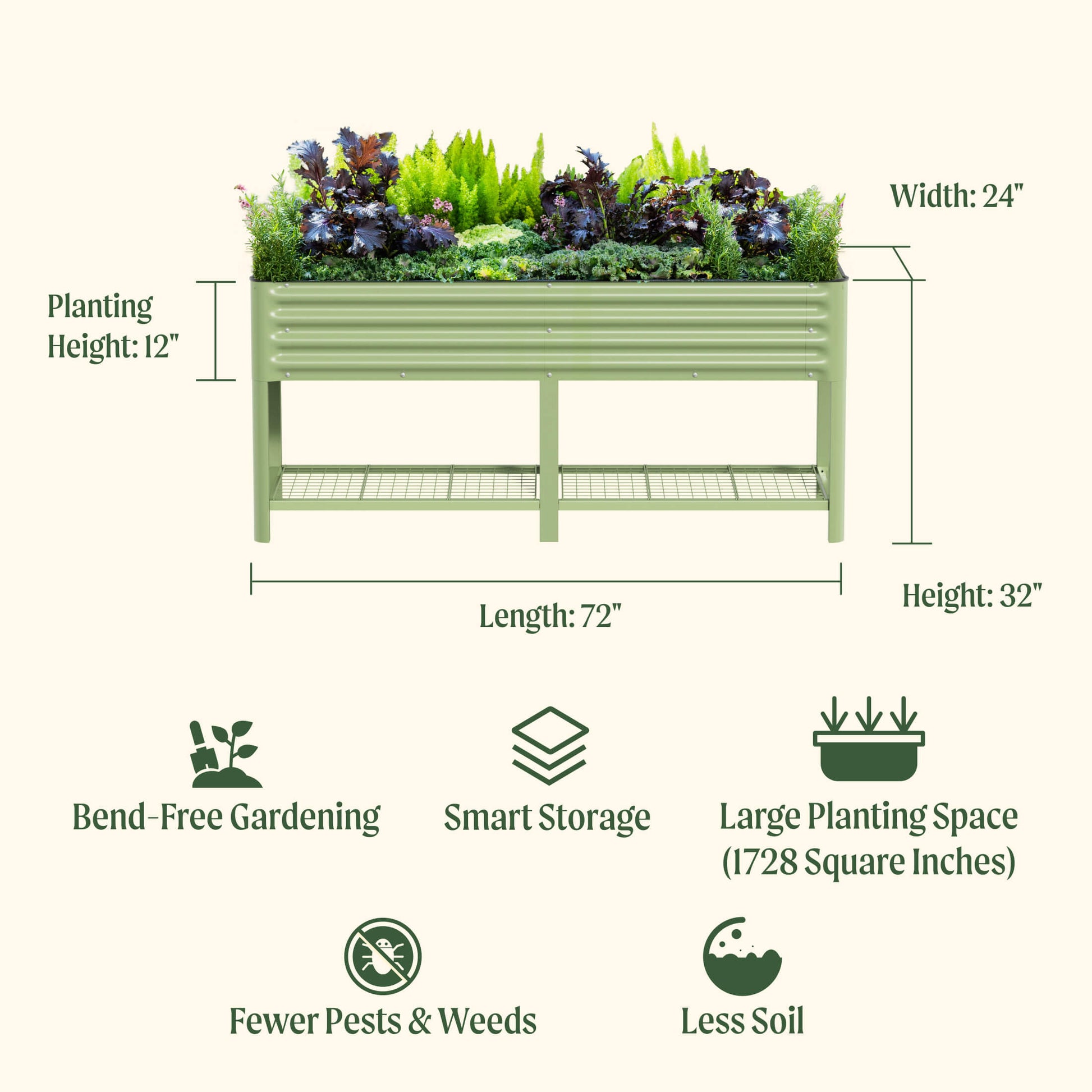 Elevated Garden Bed - V Series 2' x 6' - Tampa Home & Garden Store