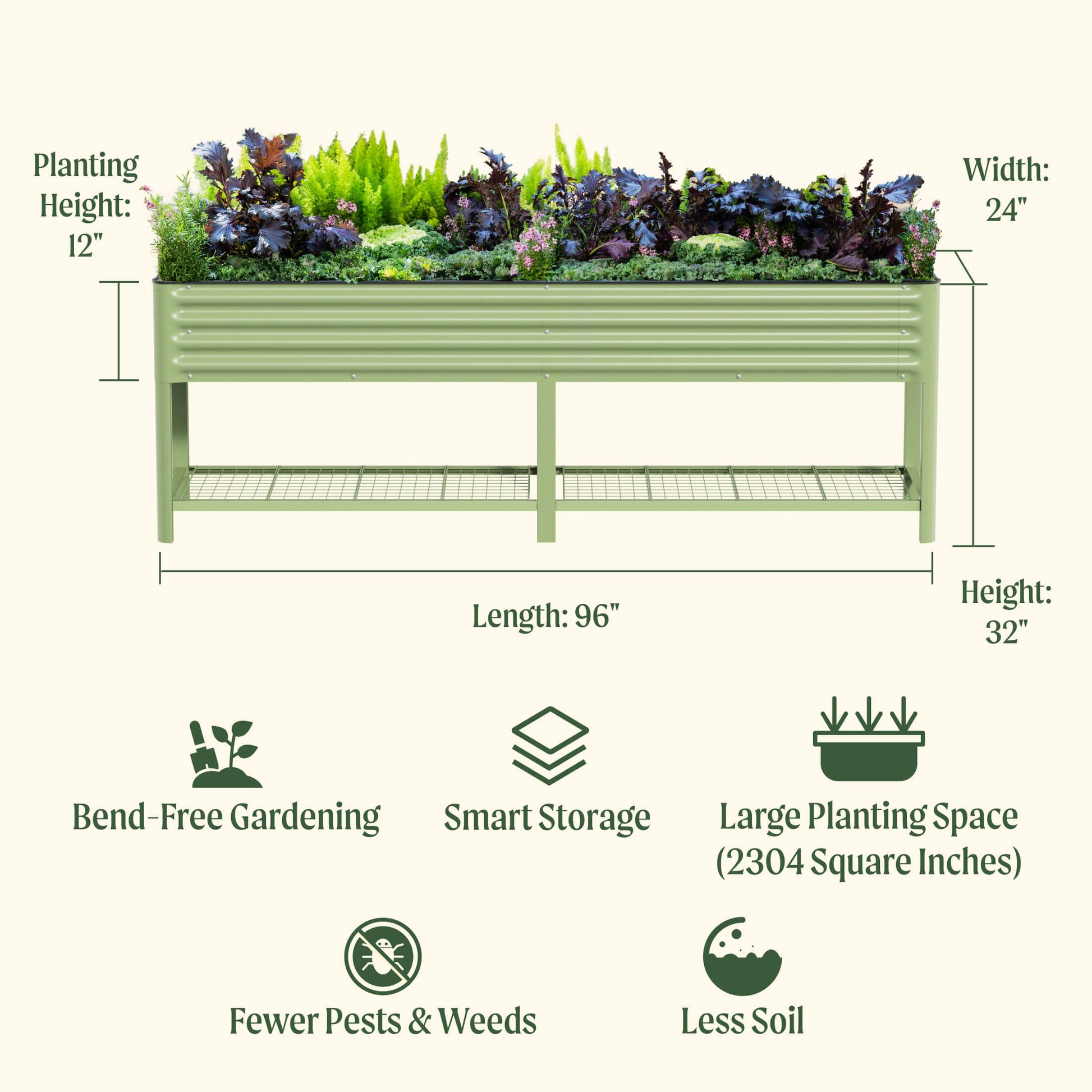 Elevated Garden Bed - V Series 2' x 8' - Tampa Home & Garden Store
