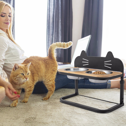 Elevated Pet Feeder with 2 Stainless Steel Bowls for Cats and Small and Medium Dogs - Tampa Home & Garden Store