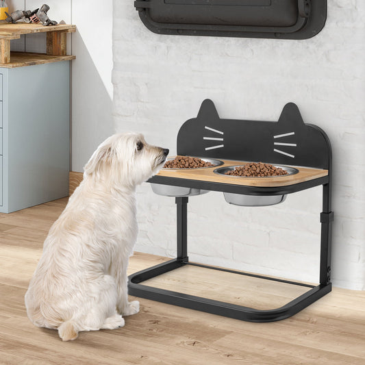 Elevated Pet Feeder with 2 Stainless Steel Bowls for Cats and Small and Medium Dogs - Tampa Home & Garden Store