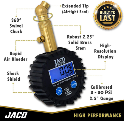 Elite® Digital Low Pressure Tire Gauge - Professional Accuracy - 30 PSI - Tampa Home & Garden Store