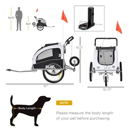 Elite II 2-In-1 Pet Dog Bike Trailer and Stroller - Tampa Home & Garden Store