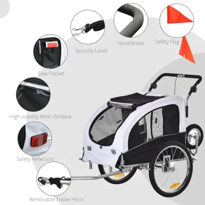 Elite II 2-In-1 Pet Dog Bike Trailer and Stroller - Tampa Home & Garden Store