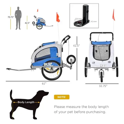 Elite II 2-In-1 Pet Dog Bike Trailer and Stroller - Tampa Home & Garden Store