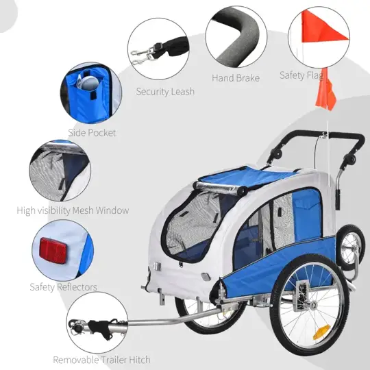 Elite II 2-In-1 Pet Dog Bike Trailer and Stroller - Tampa Home & Garden Store