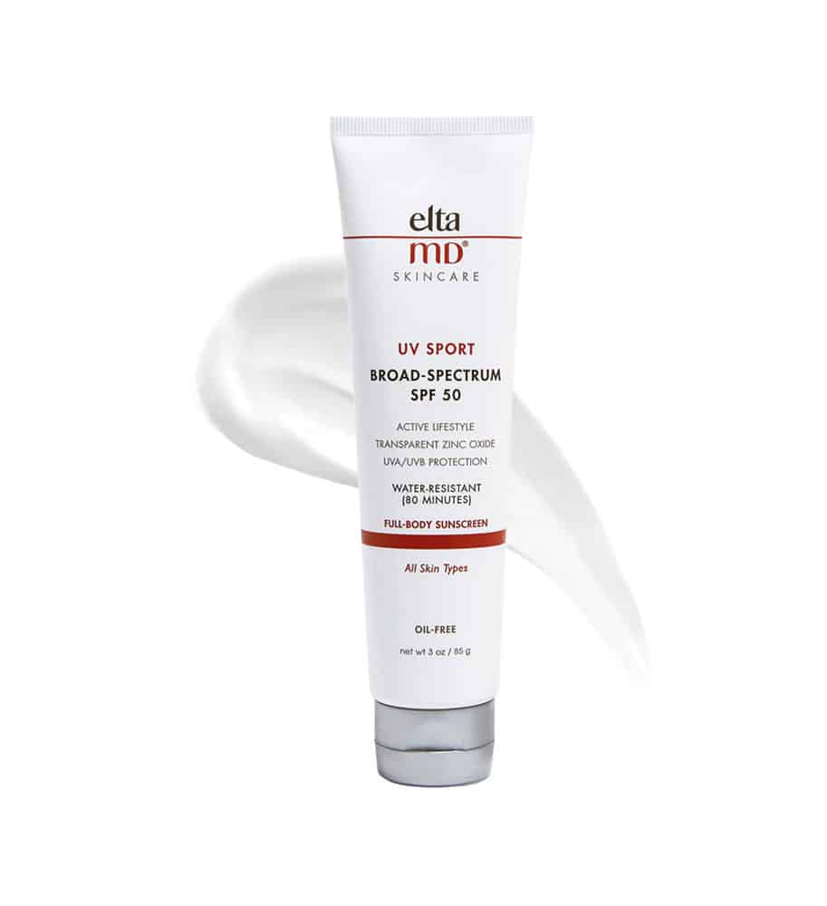 EltaMD UV Sport SPF 50 sunscreen tube white with red logo oil-free all-skin-types on Tampa Home & Garden Store