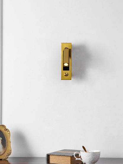 Moktan Sabai recessed folding bedside wall sconce with warm LED, brass finish, flush reading light on Tampa Home & Garden Store