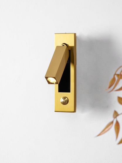 Brass gold recessed folding bedside wall sconce with pivoting head and warm LED on Tampa Home & Garden Store