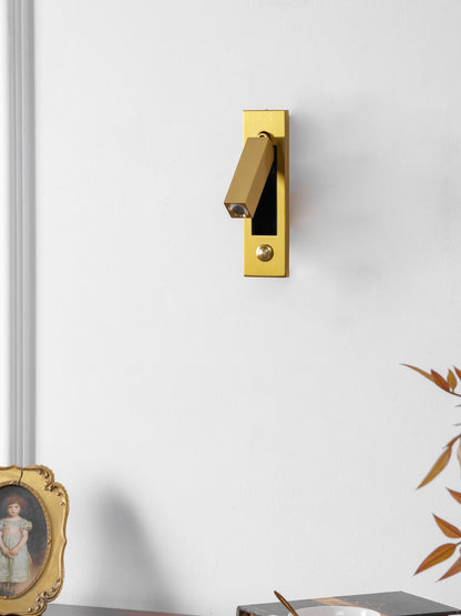 Brass recessed folding bedside wall sconce with warm LED Moktan Sabai wall light on Tampa Home & Garden Store