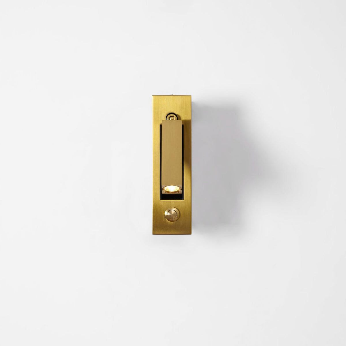 Moktan Sabai brass wall sconce with recessed folding bedside light, warm LED on Tampa Home & Garden Store
