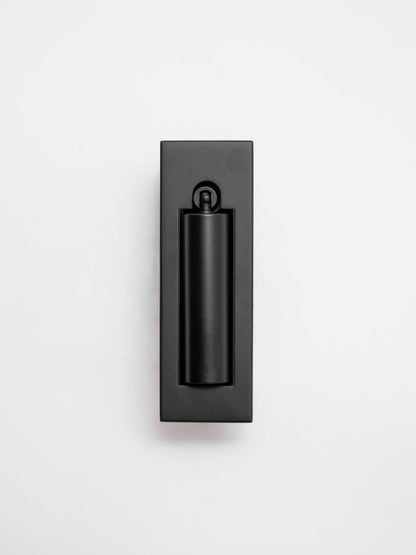 Recessed folding bedside wall sconce with warm LED, Moktan Sabai, black metal backplate on Tampa Home & Garden Store