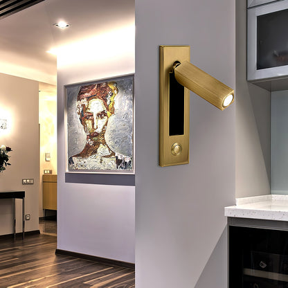 Wall light fixture Moktan Sabai recessed folding bedside sconce in brass with warm LED on Tampa Home & Garden Store