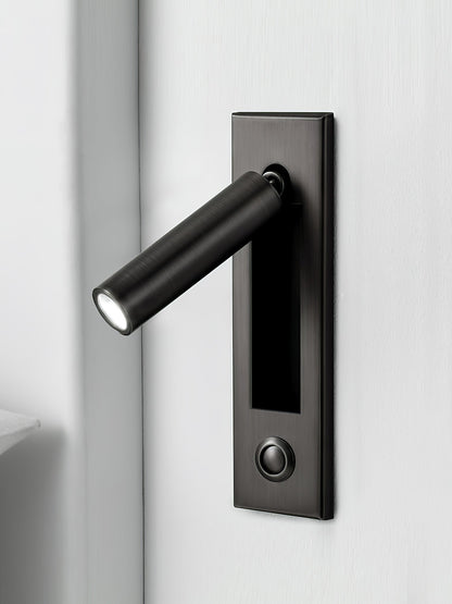 Recessed Folding Bedside Wall Sconce with Warm LED by Moktan Sabai in brushed black metal on Tampa Home & Garden Store