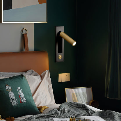 Recessed Folding Bedside Wall Sconce with Warm LED, black mount, brass tube Moktan Sabai on Tampa Home & Garden Store