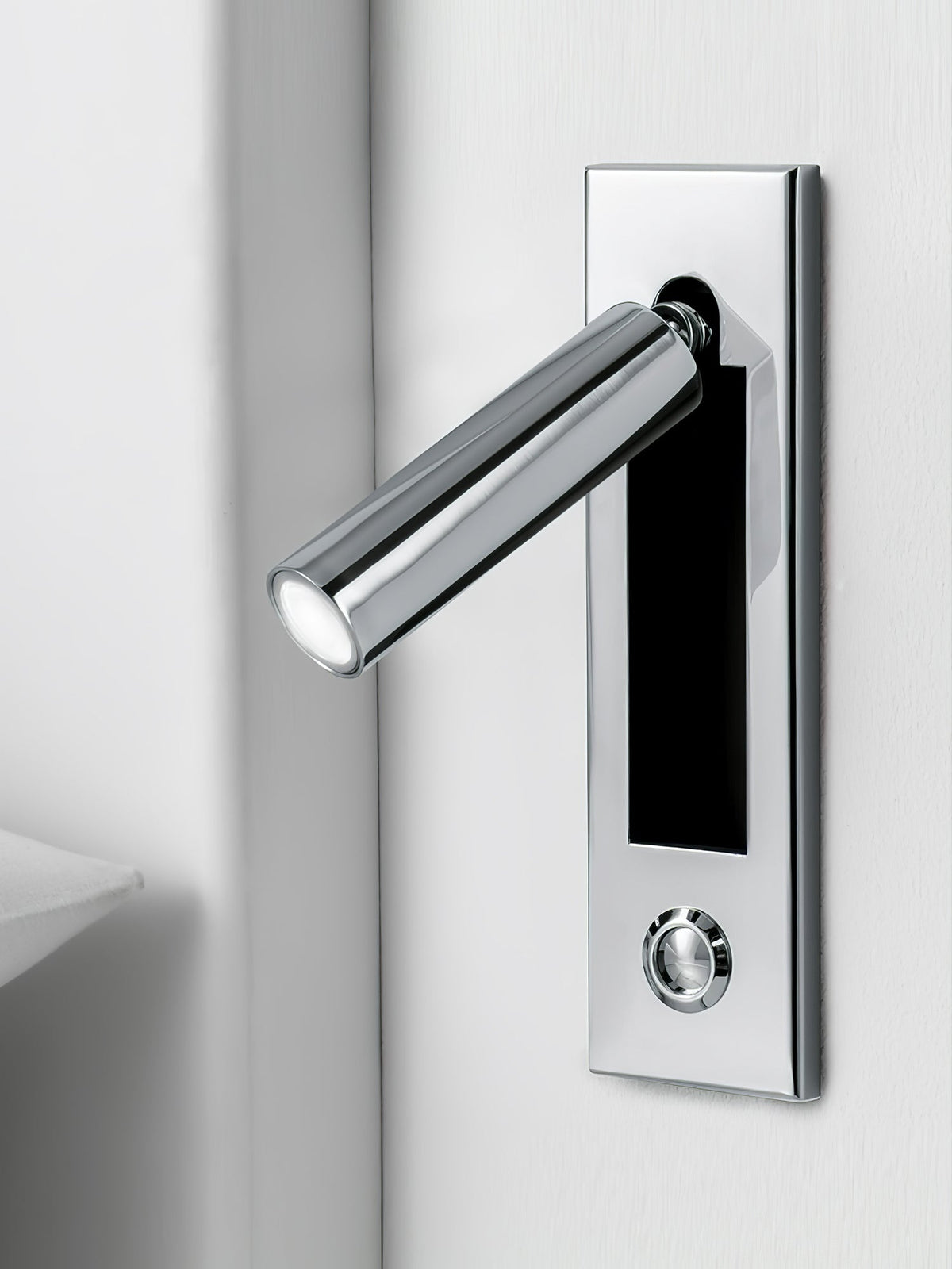 Recessed folding bedside wall sconce with warm LED Moktan Sabai chrome, adjustable lamp on Tampa Home & Garden Store
