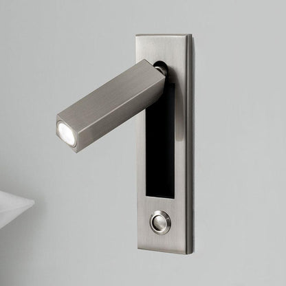 Recessed folding bedside wall sconce with warm LED, brushed nickel foldout arm Moktan Sabai on Tampa Home & Garden Store
