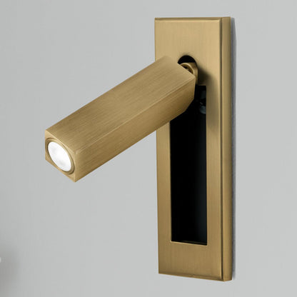Moktan Sabai brass bedside wall sconce with fold-out arm and warm LED on Tampa Home & Garden Store