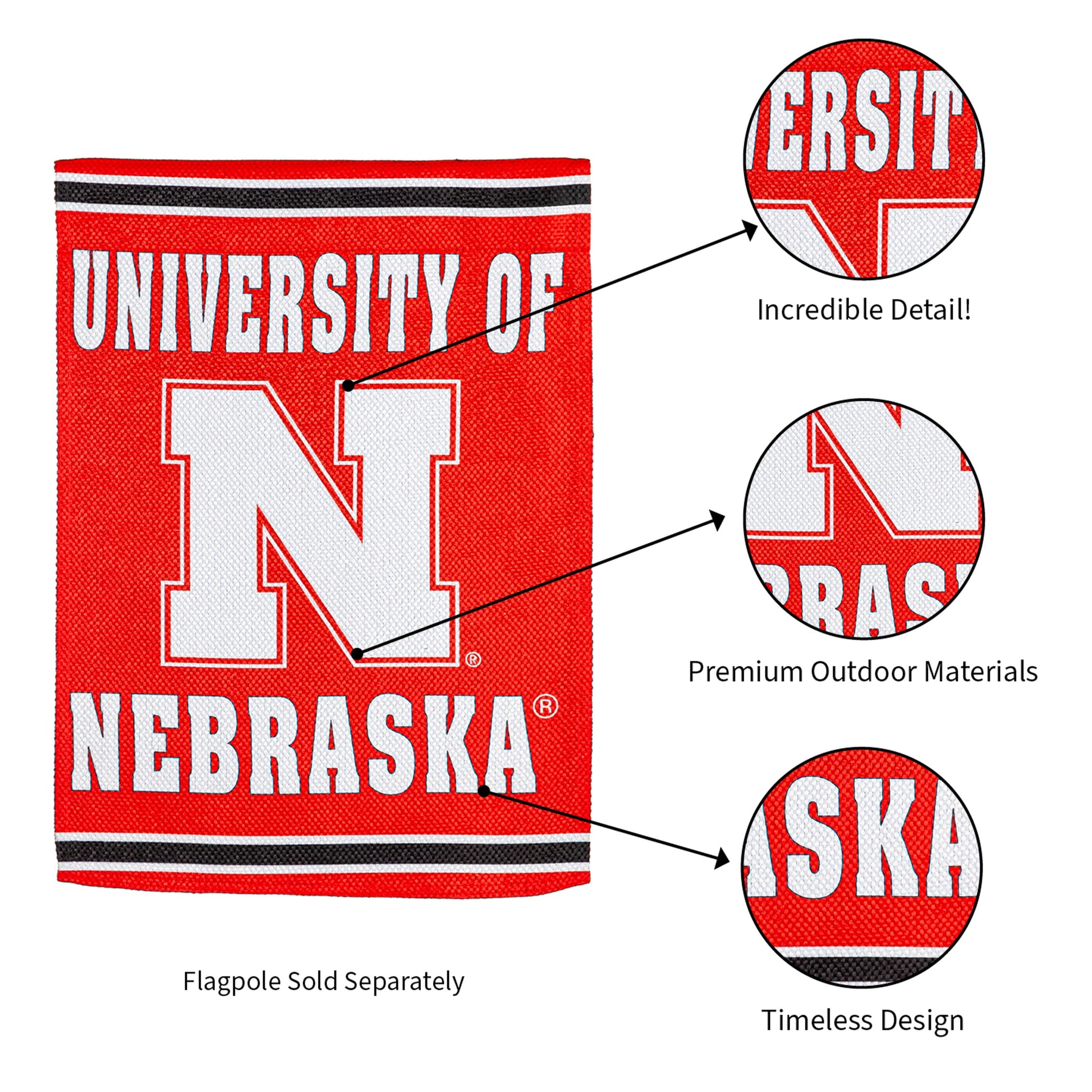 Embossed Suede Flag, GDN Size, University of Nebraska - Tampa Home & Garden Store