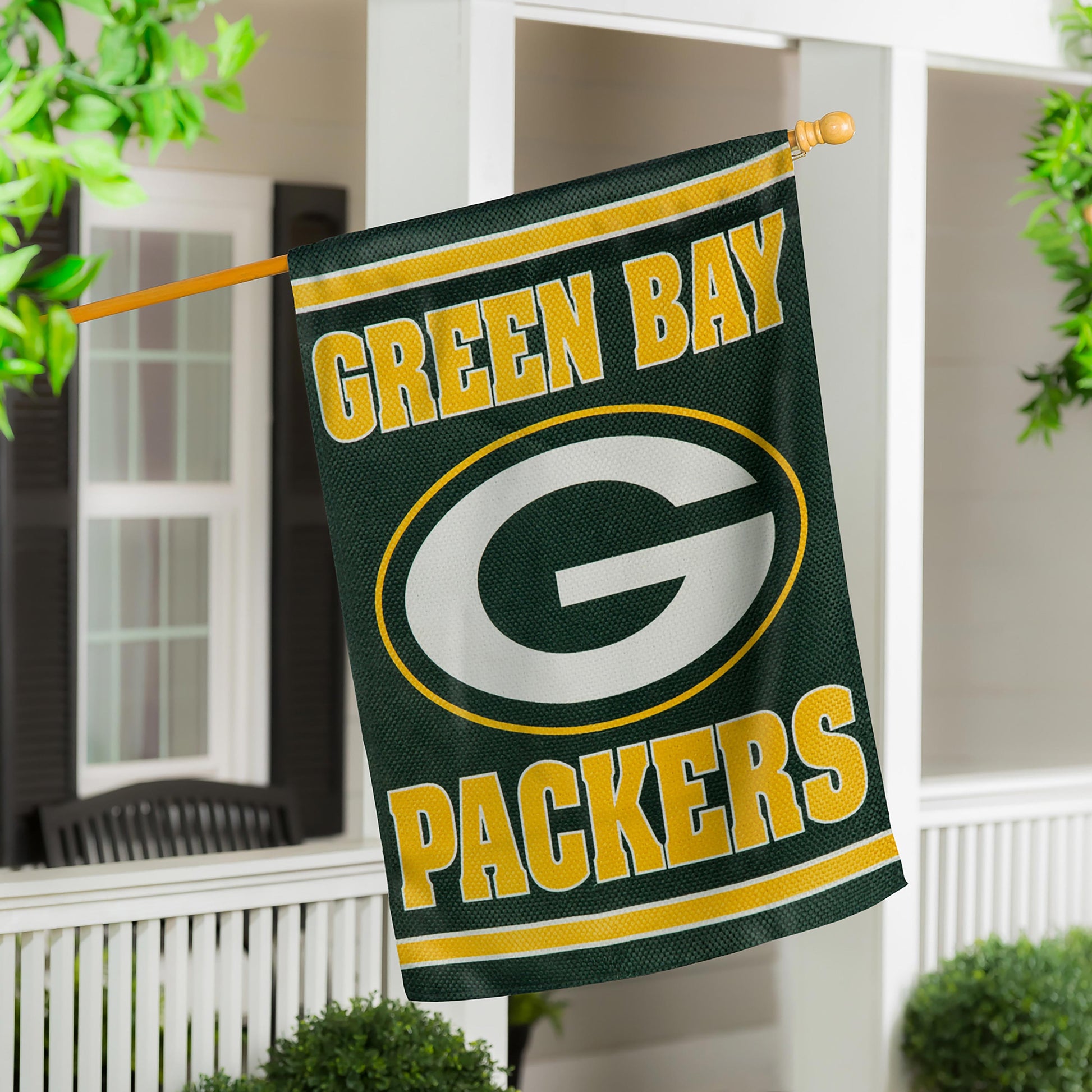 Embossed Suede Flag, House Size, Green Bay Packers - Tampa Home & Garden Store