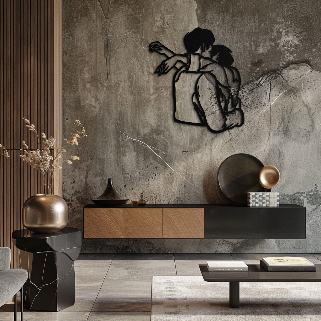 Embracing Couple Metal Wall Art – Romantic Silhouette for Modern Interiors- KAF647 - Tampa Home & Garden Store