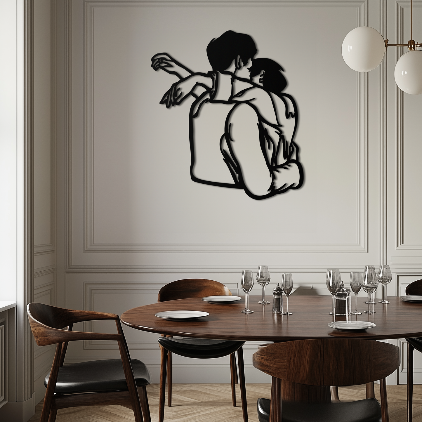 Embracing Couple Metal Wall Art – Romantic Silhouette for Modern Interiors- KAF647 - Tampa Home & Garden Store