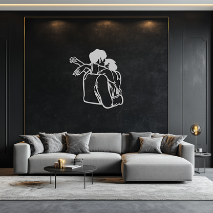 Embracing Couple Metal Wall Art – Romantic Silhouette for Modern Interiors- KAF647 - Tampa Home & Garden Store