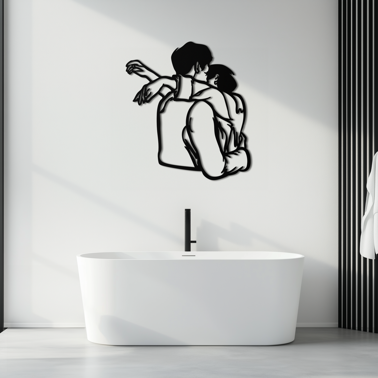 Embracing Couple Metal Wall Art – Romantic Silhouette for Modern Interiors- KAF647 - Tampa Home & Garden Store