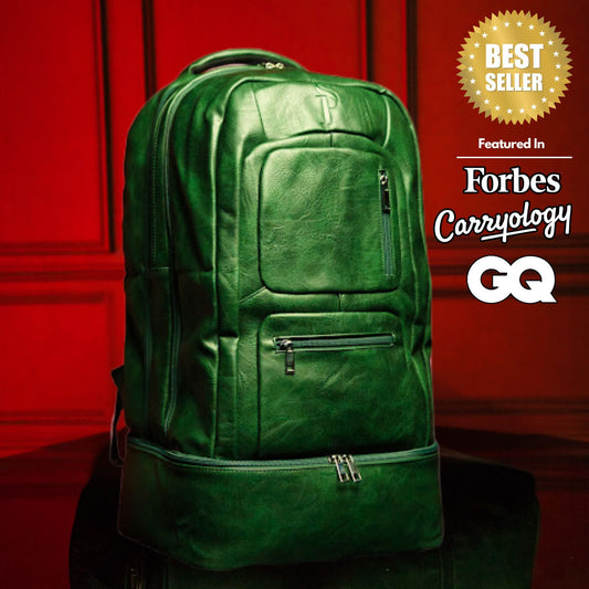 Emerald Green Leather Carry-On Patented Backpack (Only 300 Made) - Tampa Home & Garden Store