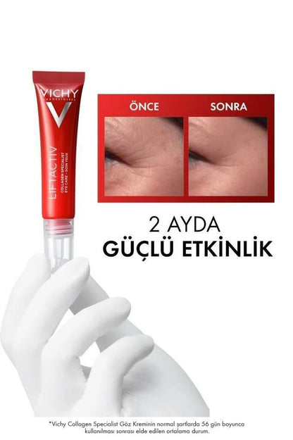Vichy Liftactiv Collagen Specialist Eye Cream with eye wrinkle before-after 0.51 fl oz on Tampa Home & Garden Store