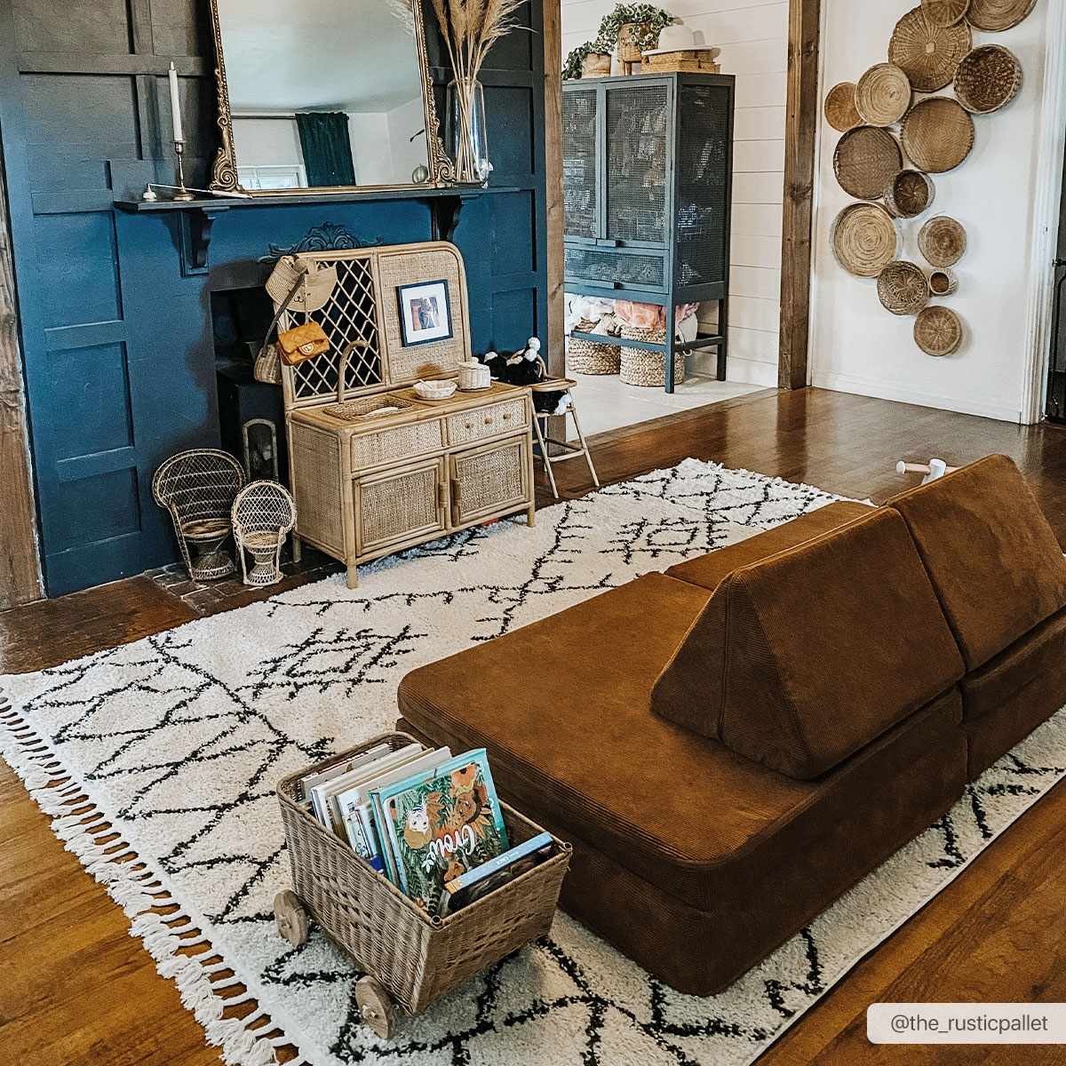 Emlenton Berber Shag with Tassels rug in ivory with black geometric pattern Boutique Rugs on Tampa Home & Garden Store