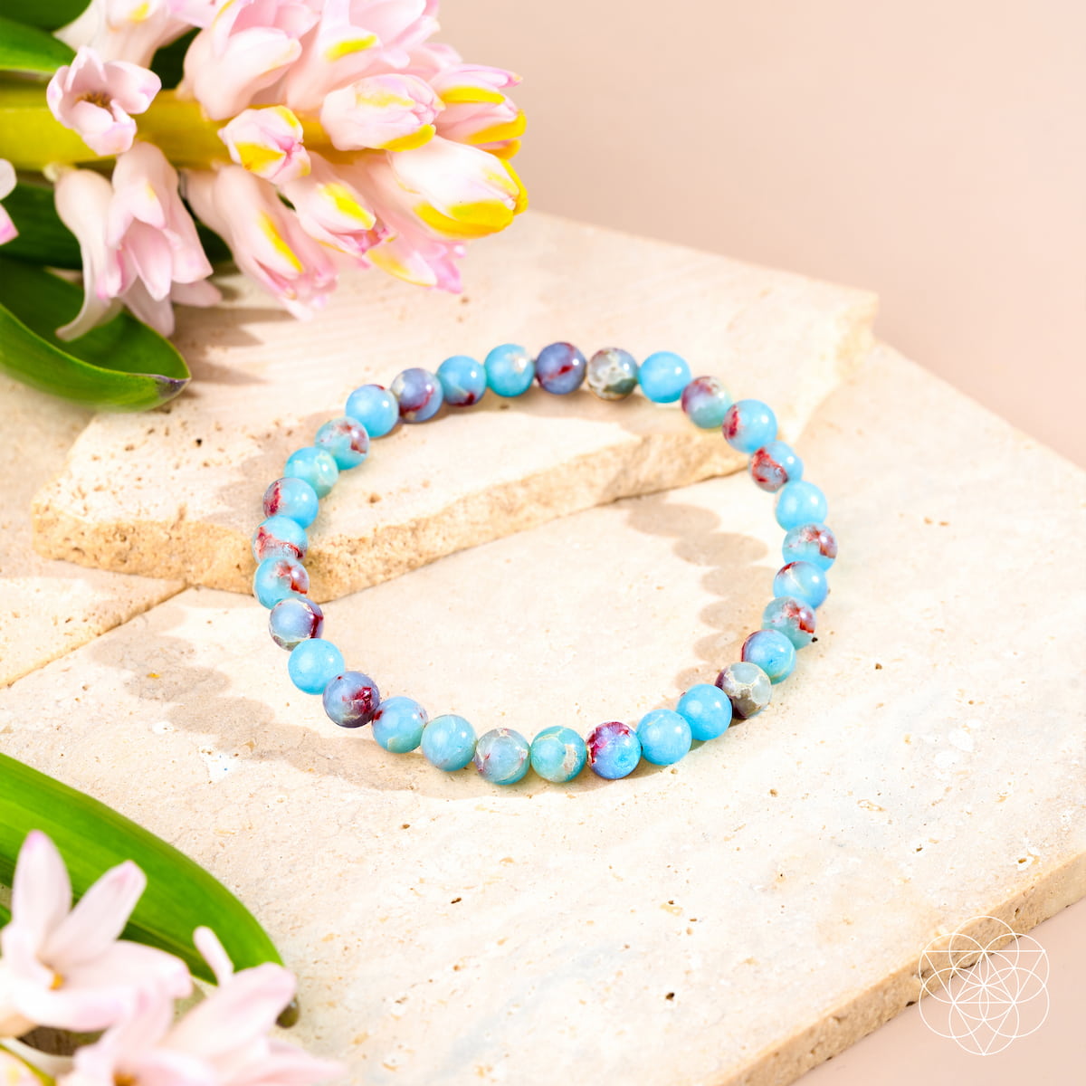 Bracelet en jaspe Aqua Terra « Bouclier de l'Empathie » | 6 mm