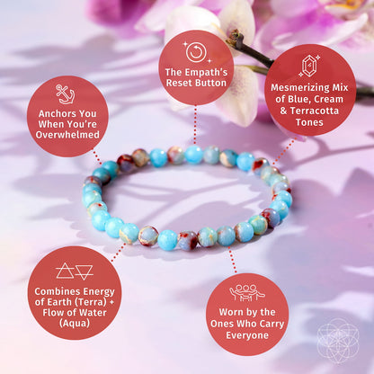 Bracelet en jaspe Aqua Terra « Bouclier de l'Empathie » | 6 mm