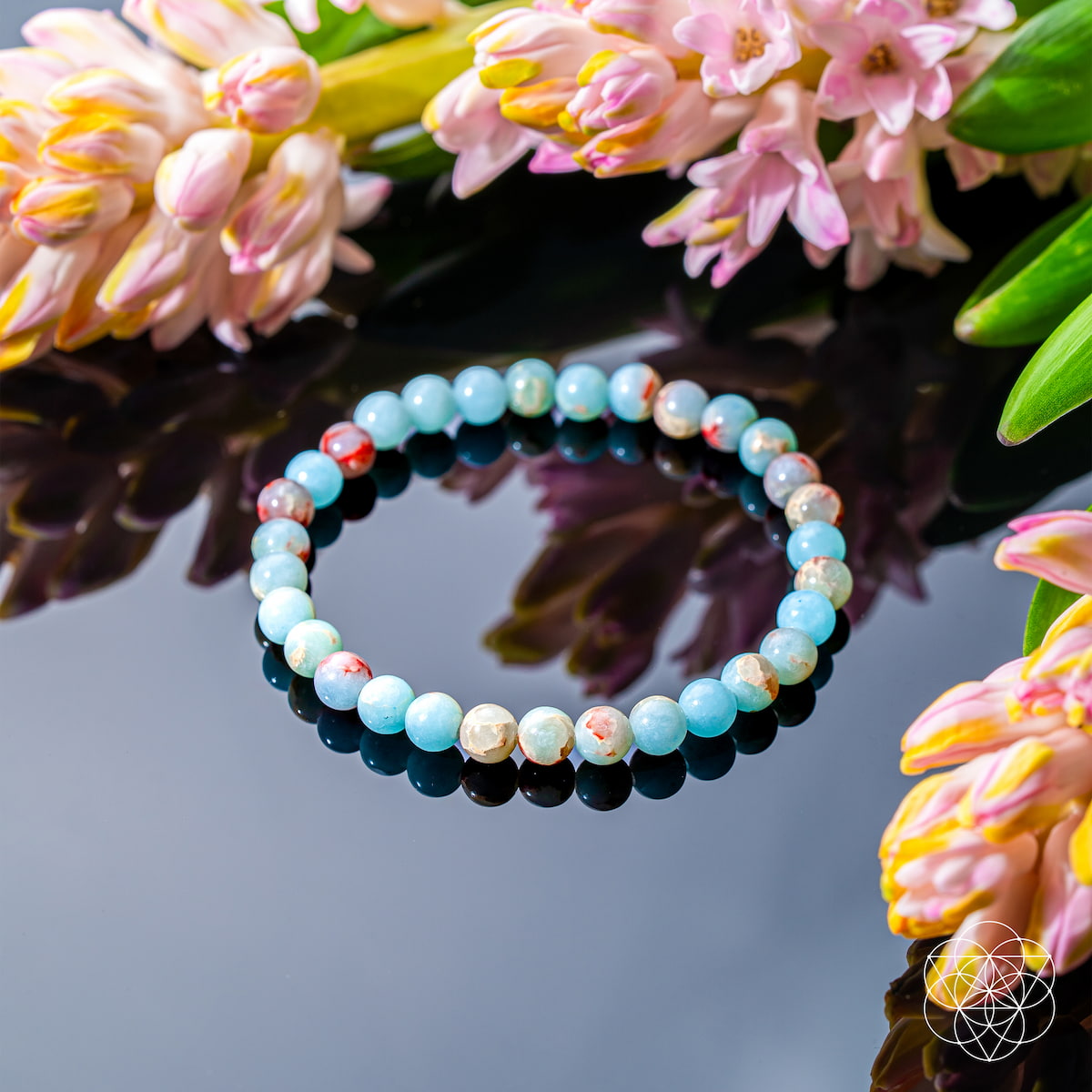 Bracelet en jaspe Aqua Terra « Bouclier de l'Empathie » | 6 mm