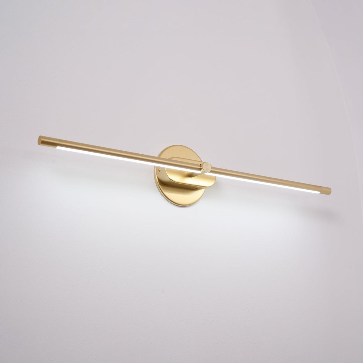Rechargeable linear LED wall lamp by Moktan Sabai with gold finish and remote control on Tampa Home & Garden Store