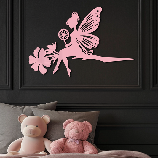 Enchanted Fairy on Flower Metal Wall Art – Garden & Outdoor Decor - KAFGP137 - Tampa Home & Garden Store