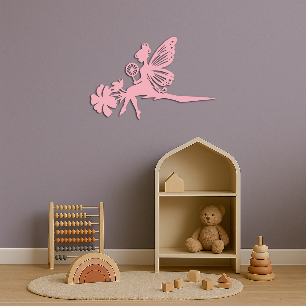 Enchanted Fairy on Flower Metal Wall Art – Garden & Outdoor Decor - KAFGP137 - Tampa Home & Garden Store