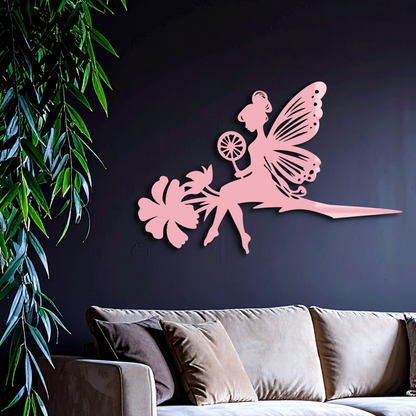 Enchanted Fairy on Flower Metal Wall Art – Garden & Outdoor Decor - KAFGP137 - Tampa Home & Garden Store