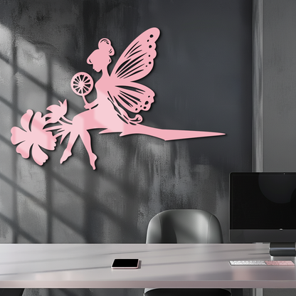 Enchanted Fairy on Flower Metal Wall Art – Garden & Outdoor Decor - KAFGP137 - Tampa Home & Garden Store