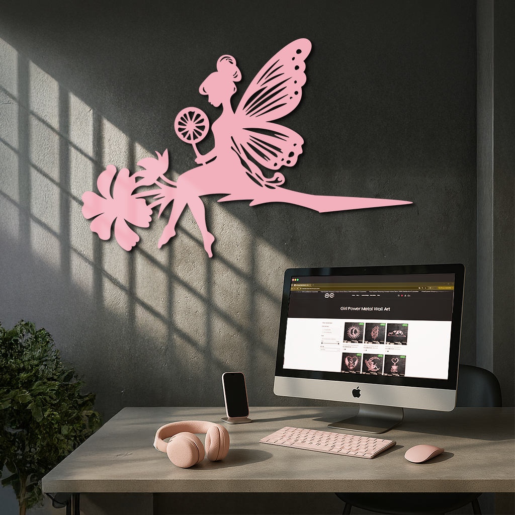 Enchanted Fairy on Flower Metal Wall Art – Garden & Outdoor Decor - KAFGP137 - Tampa Home & Garden Store