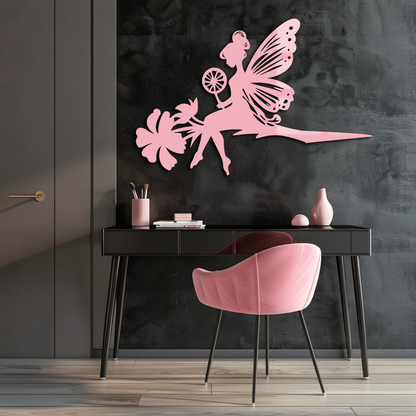 Enchanted Fairy on Flower Metal Wall Art – Garden & Outdoor Decor - KAFGP137 - Tampa Home & Garden Store