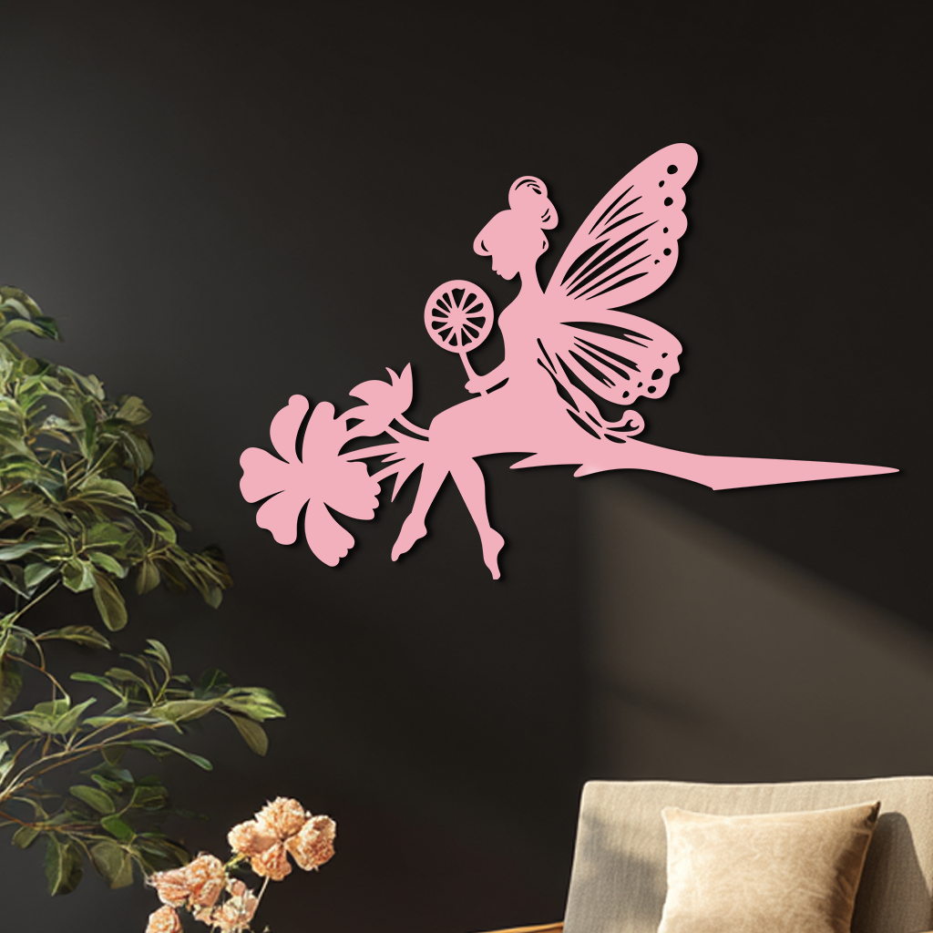 Enchanted Fairy on Flower Metal Wall Art – Garden & Outdoor Decor - KAFGP137 - Tampa Home & Garden Store