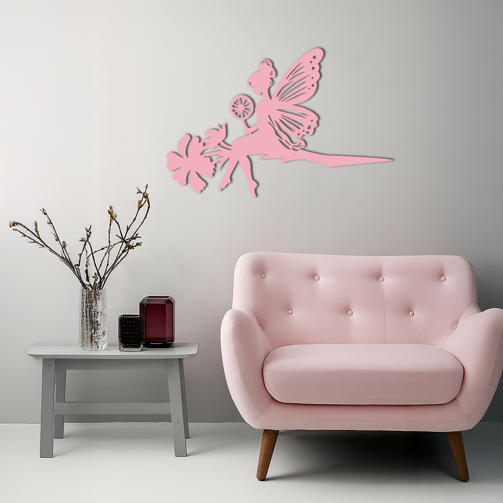 Enchanted Fairy on Flower Metal Wall Art – Garden & Outdoor Decor - KAFGP137 - Tampa Home & Garden Store