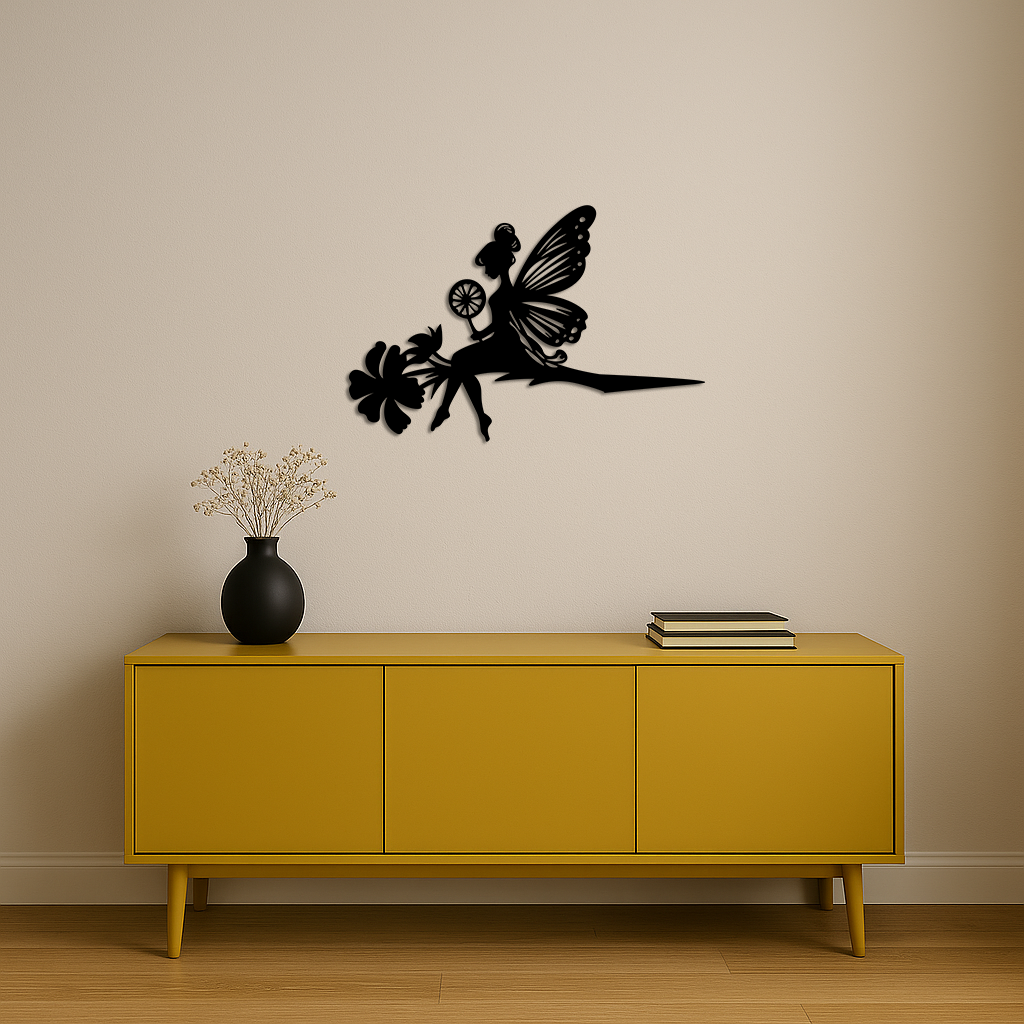 Enchanted Fairy on Flower Metal Wall Art – Garden & Outdoor Decor - KAFGP137 - Tampa Home & Garden Store