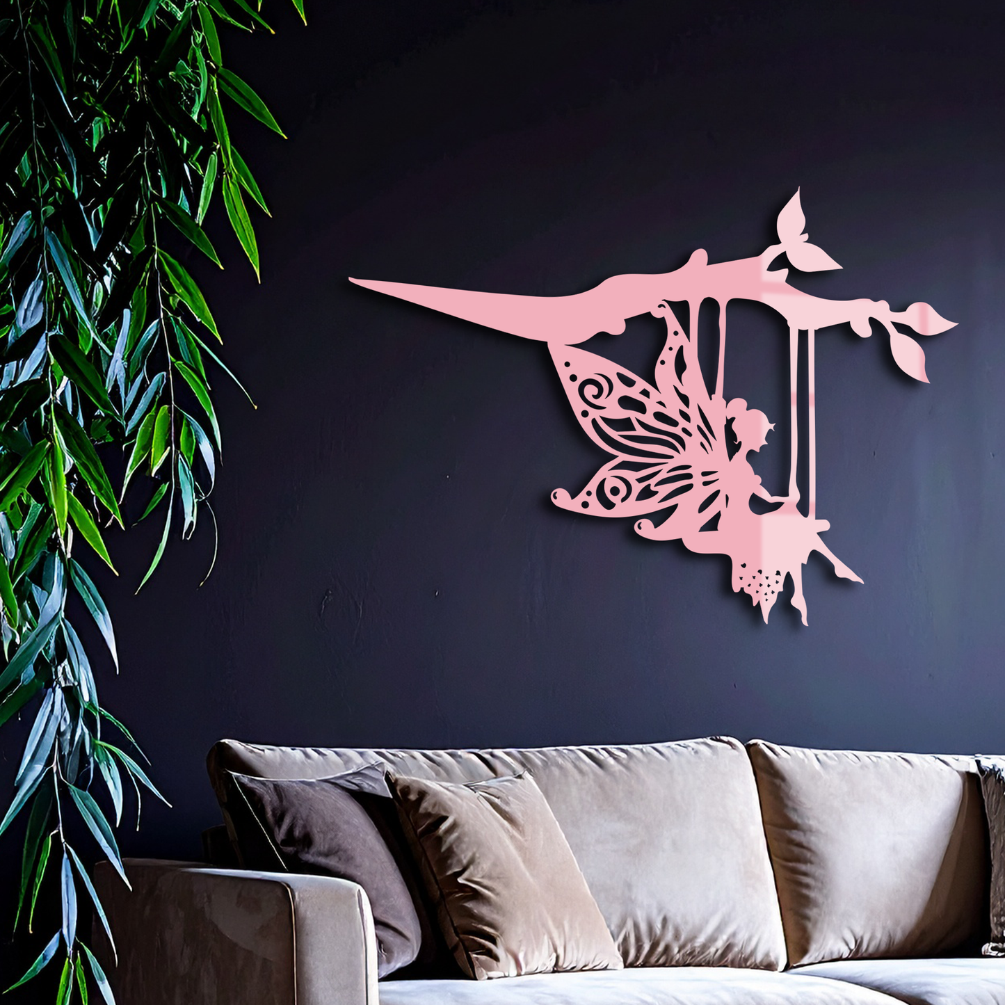 Enchanted Fairy on Swing Metal Garden Wall Art – Outdoor Fantasy Decor - KAFGP138 - Tampa Home & Garden Store