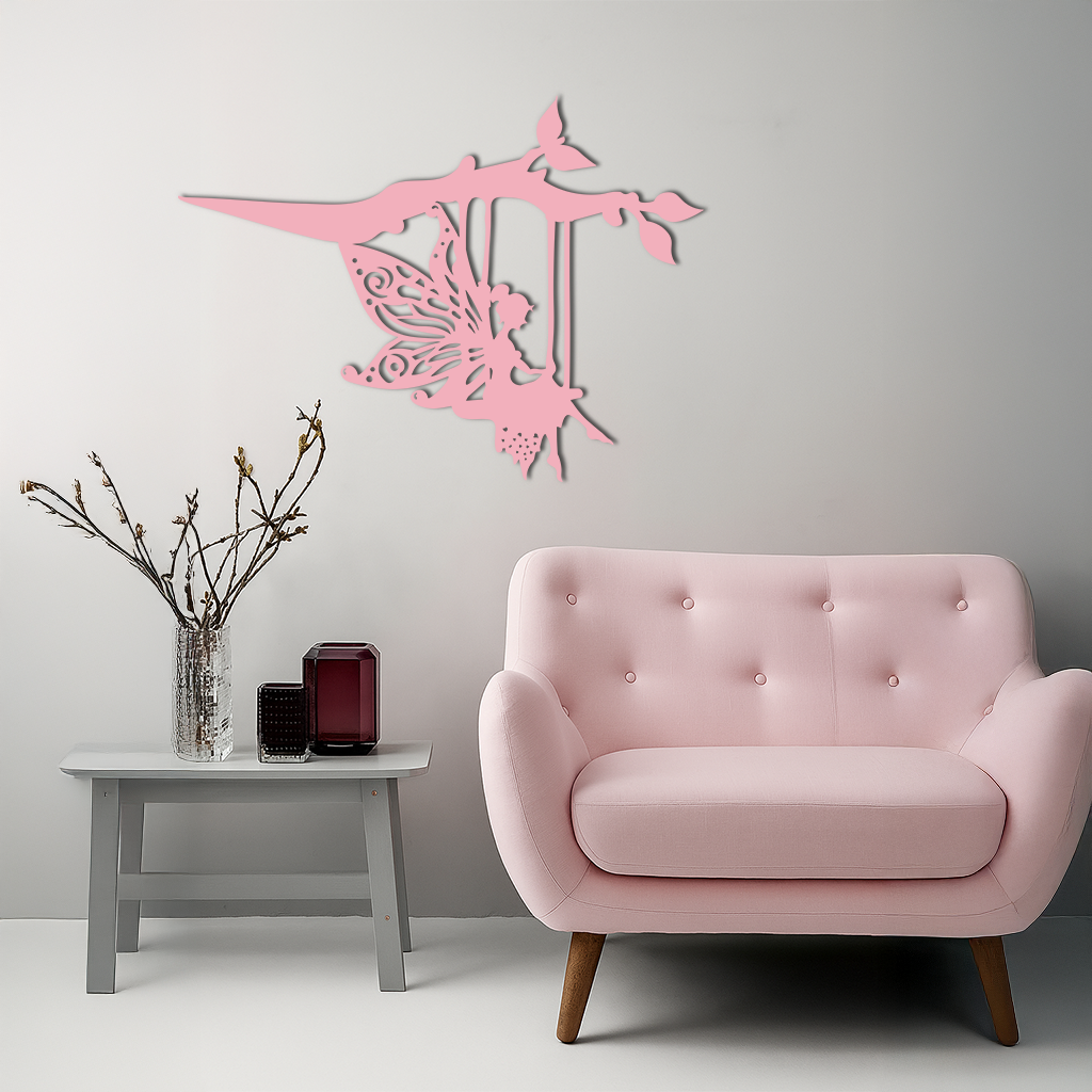 Enchanted Fairy on Swing Metal Garden Wall Art – Outdoor Fantasy Decor - KAFGP138 - Tampa Home & Garden Store