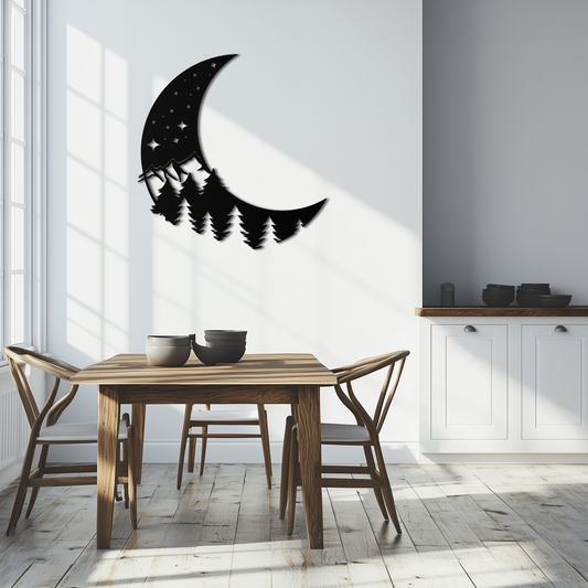 Enchanted Night Moon & Forest Metal Wall Art – Celestial Nature-Inspired Steel Decor - KAF151 - Tampa Home & Garden Store