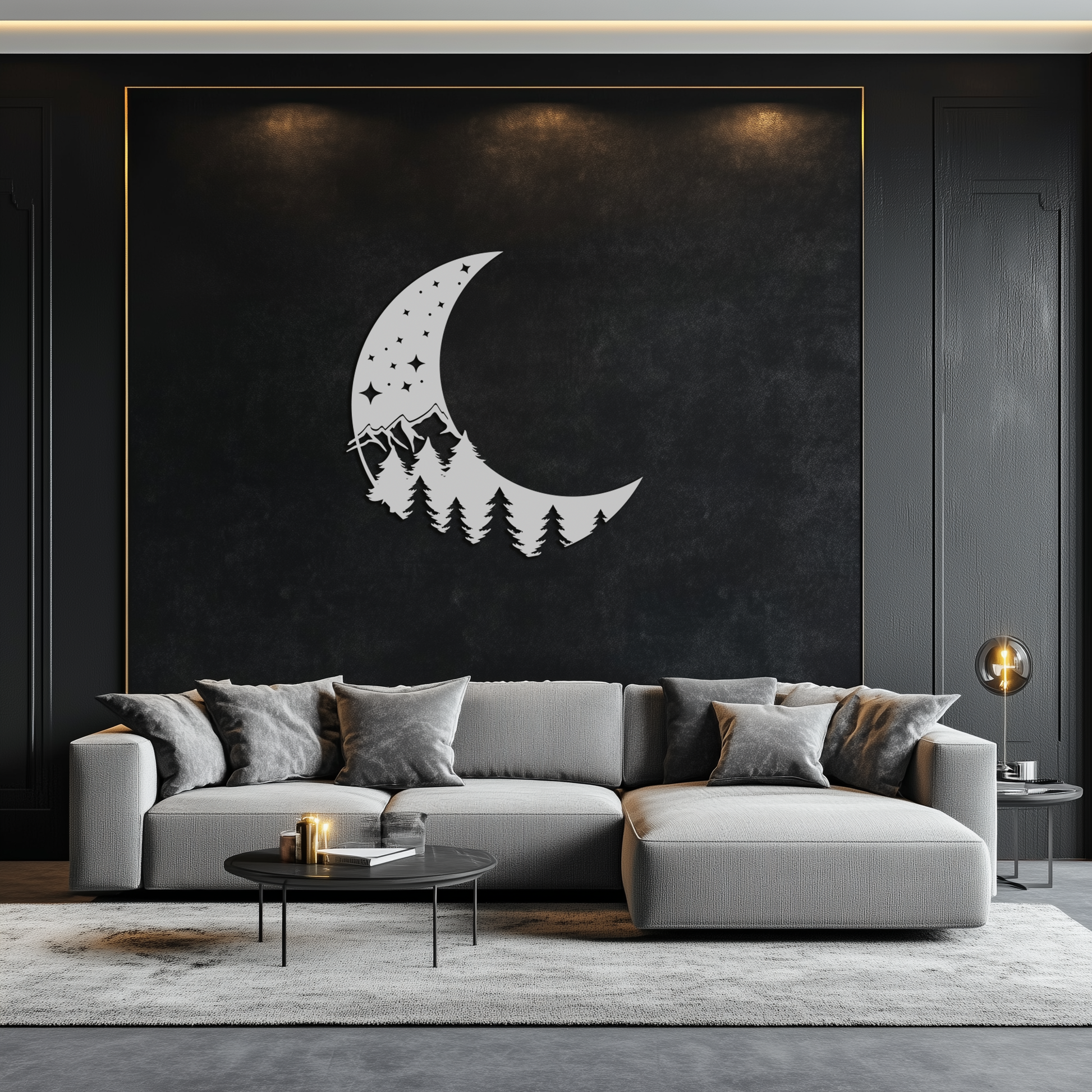 Enchanted Night Moon & Forest Metal Wall Art – Celestial Nature-Inspired Steel Decor - KAF151 - Tampa Home & Garden Store