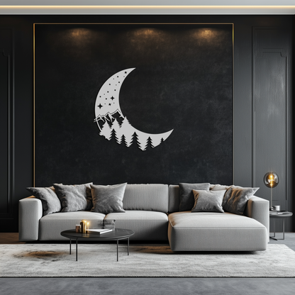 Enchanted Night Moon & Forest Metal Wall Art – Celestial Nature-Inspired Steel Decor - KAF151 - Tampa Home & Garden Store